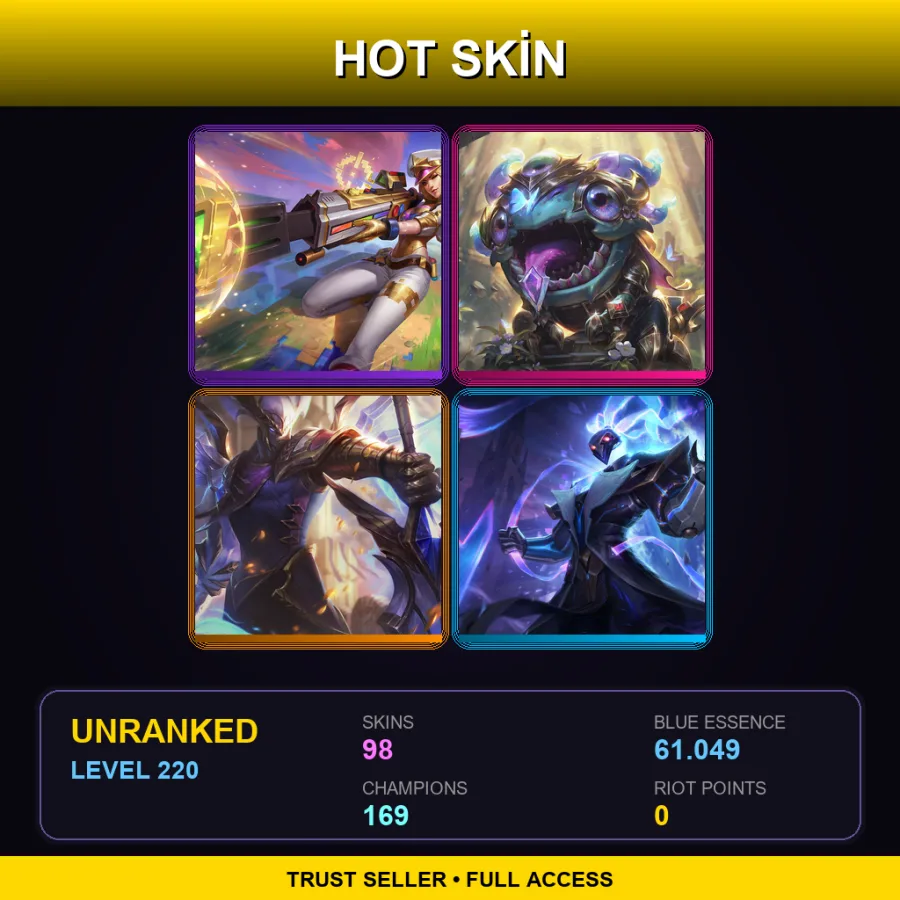 VN | Lv220 | Unranked | 98 Skin | 169 Champ — Pool Party Gangplank