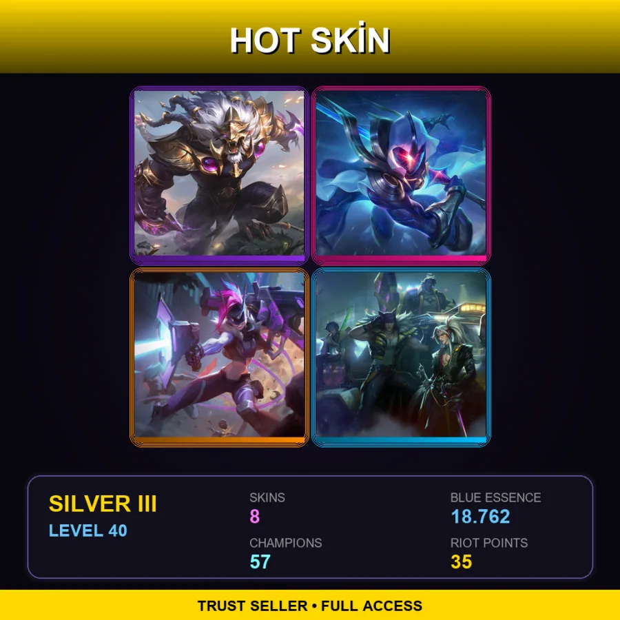 EUW | Lv40 | Silver III | 8 Skin | 57 Champ