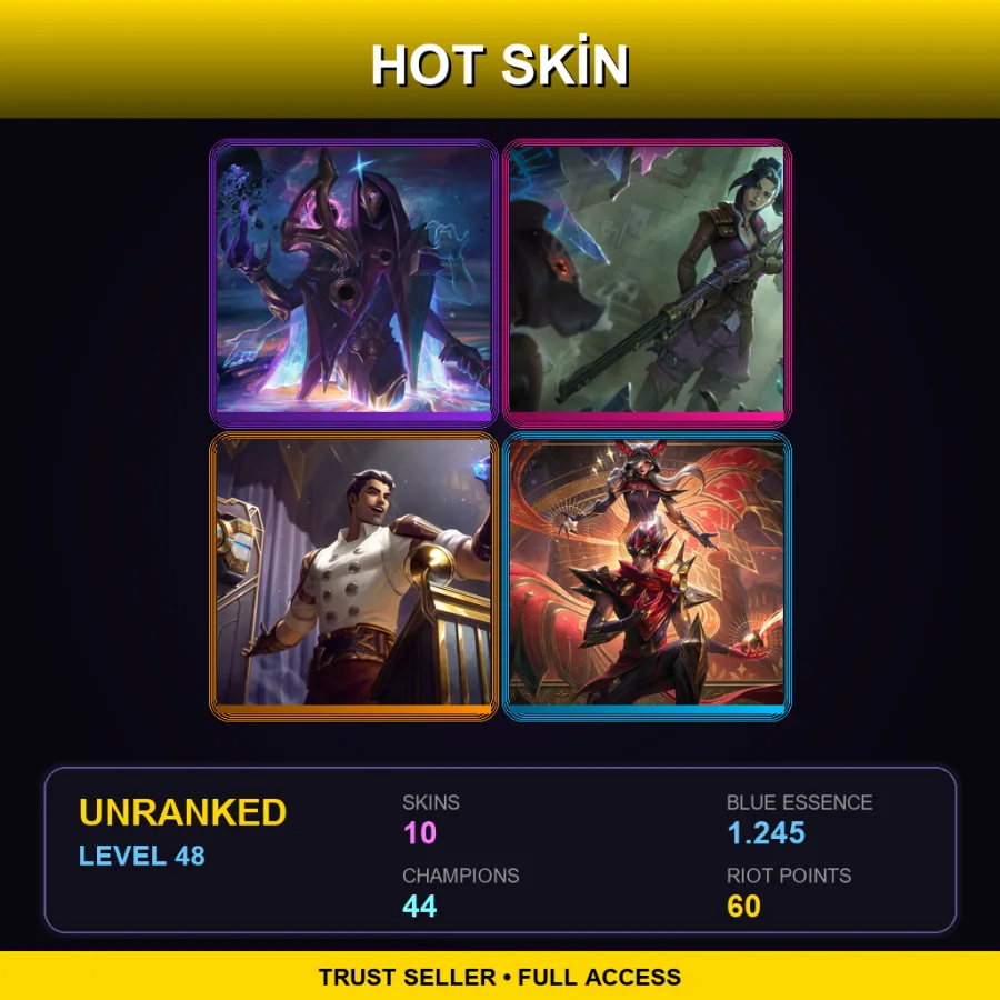 EUW | Lv48 | Unranked | 10 Skin | 44 Champ