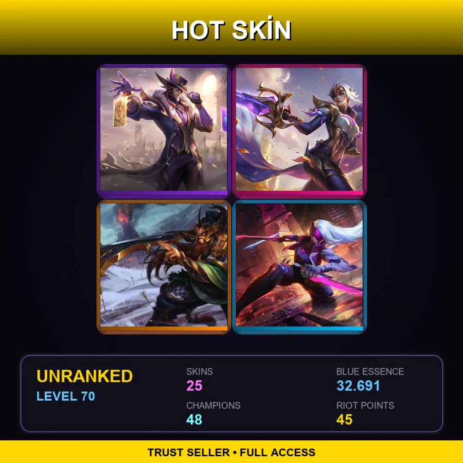 TR | Lv70 | Unranked | 25 Skin | 48 Champ