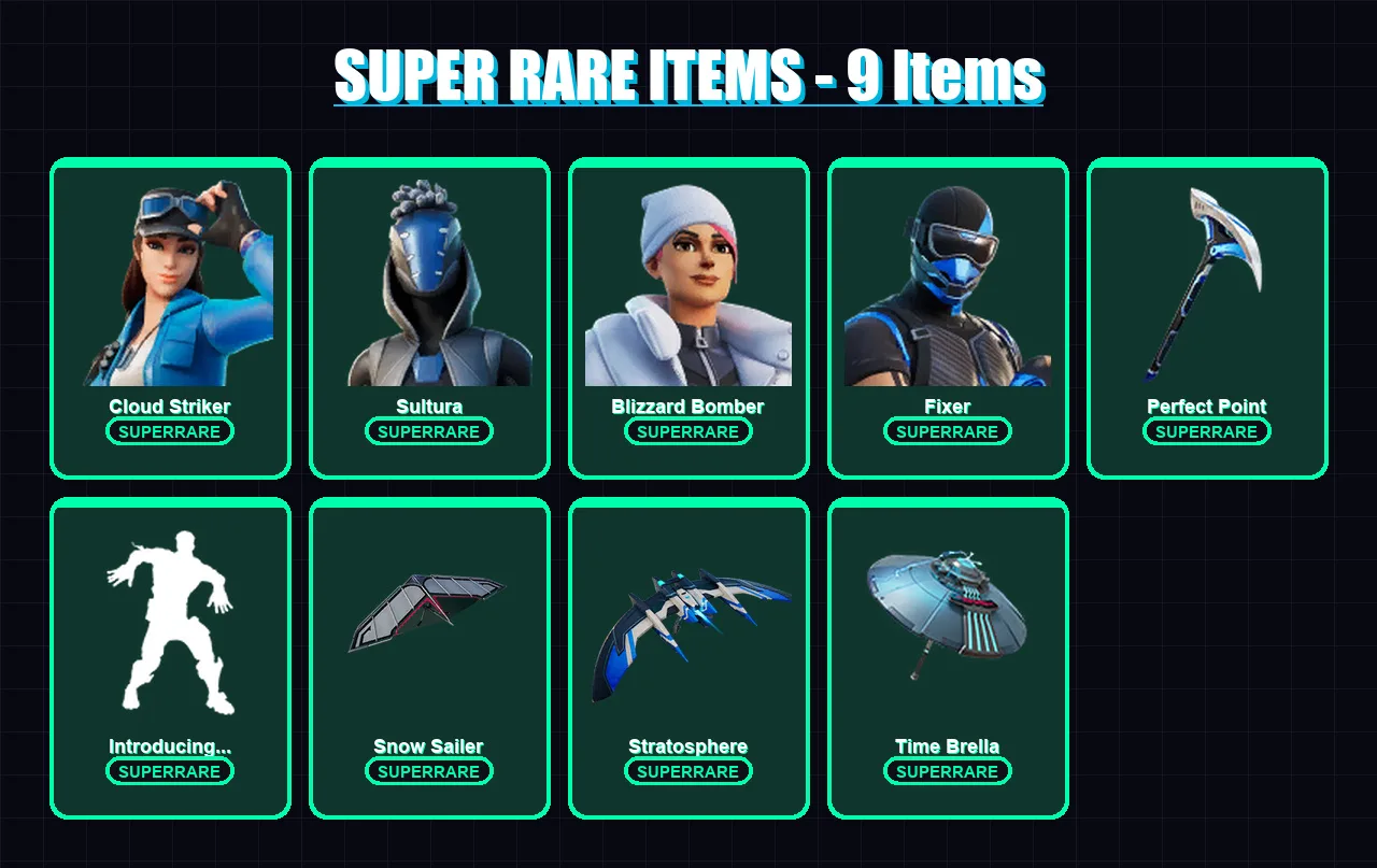 [PC/XBOX] | Cloud Striker | Sultura | Blizzard Bomber | Fixer | Eternal Knight | 71 skin | 134 pickaxe | 100 emote | 105 glider | Lv2260