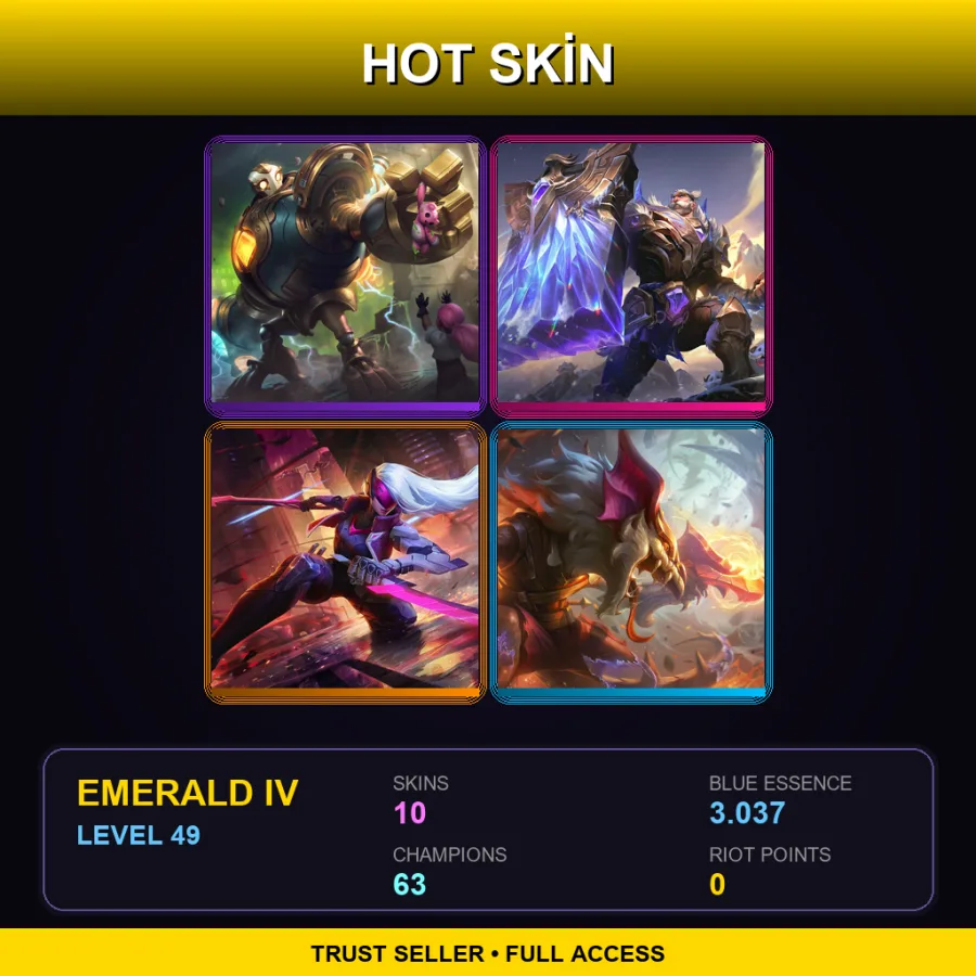 BR | Lv49 | Emerald IV | 10 Skin | 63 Champ