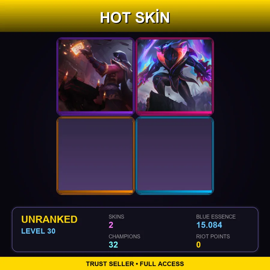 VN | Lv30 | Unranked | 2 Skin | 32 Champ — LoL account