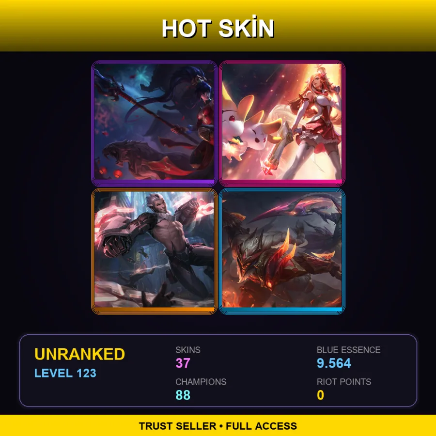 LAN | Lv123 | Unranked | 37 Skin | 88 Champ — LoL account
