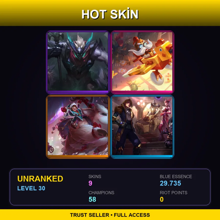EUW | Lv30 | Unranked | 9 Skin | 58 Champ — Unbound Thresh