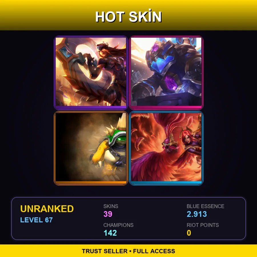 VN | Lv67 | Unranked | 39 Skin | 142 Champ — LoL account