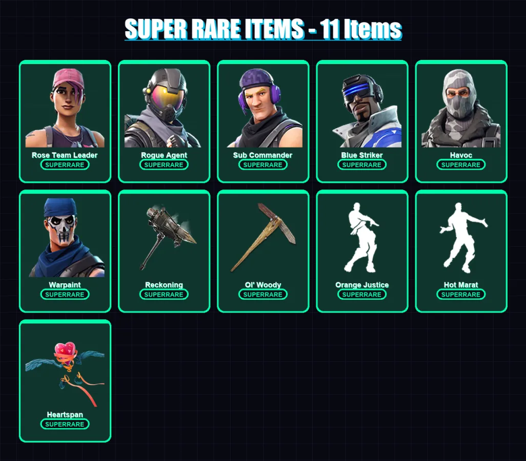[PS4/PS5/XBOX/PC] | Rose Team Leader | Rogue Agent | Sub Commander | Blue Striker | Havoc | 72 skin | 56 pickaxe | 83 emote | 59 glider | Lv778