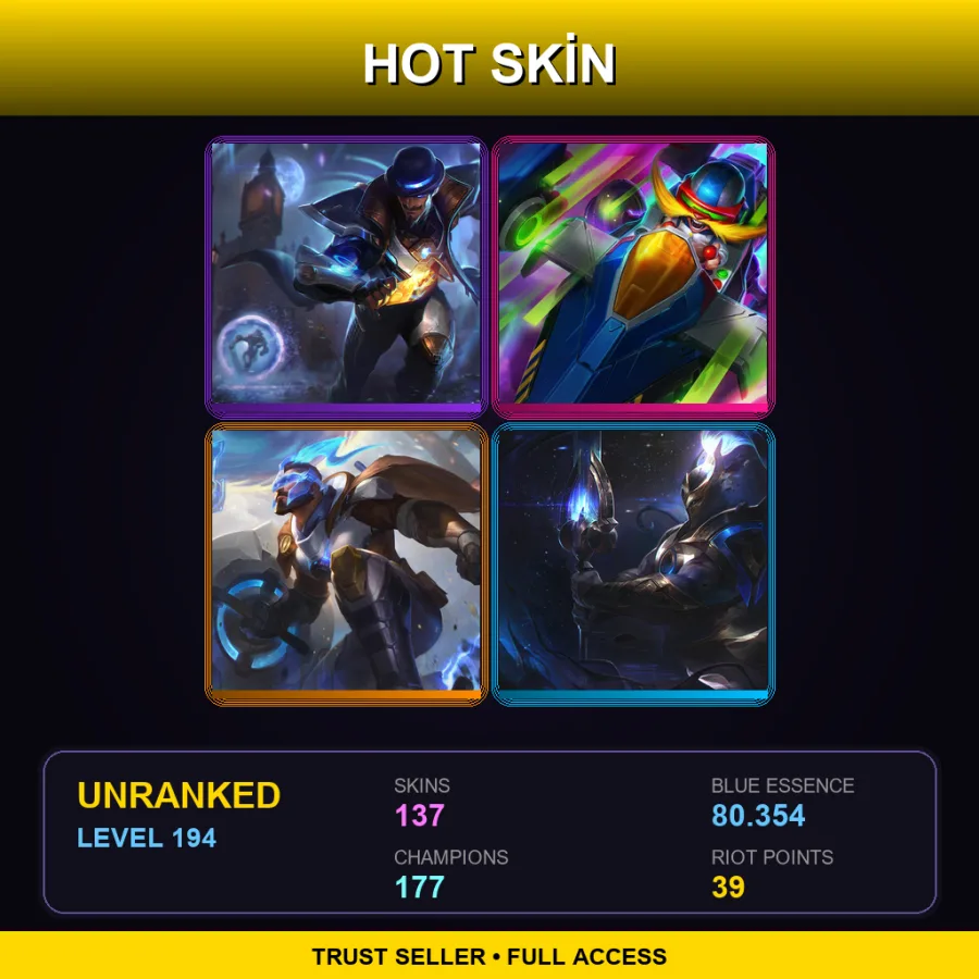 VN | Lv194 | Unranked | 137 Skin | 177 Champ — LoL account