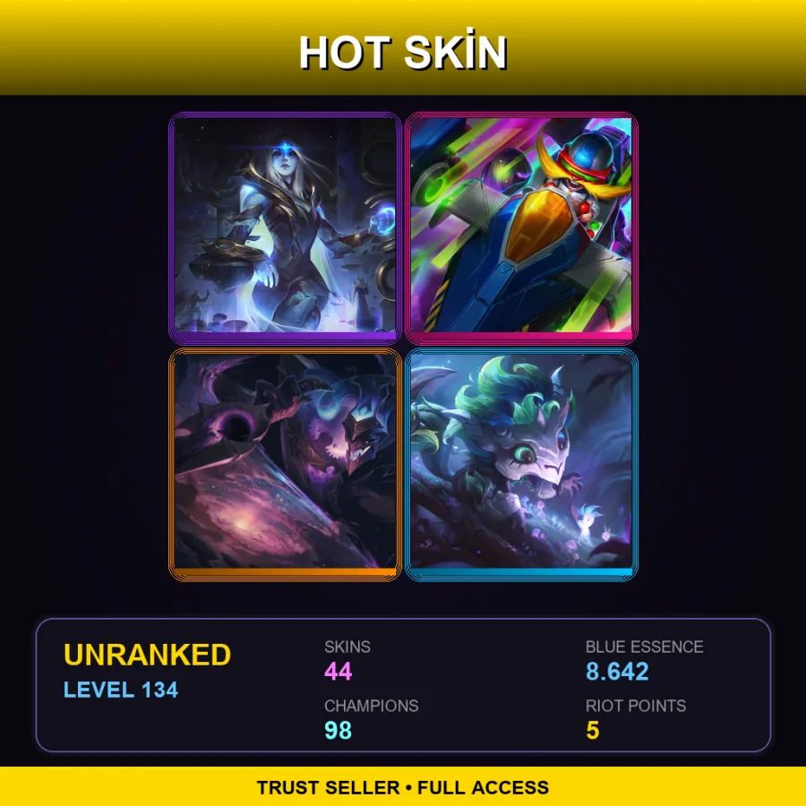 EUNE | Lv134 | Unranked | 44 Skin | 98 Champ