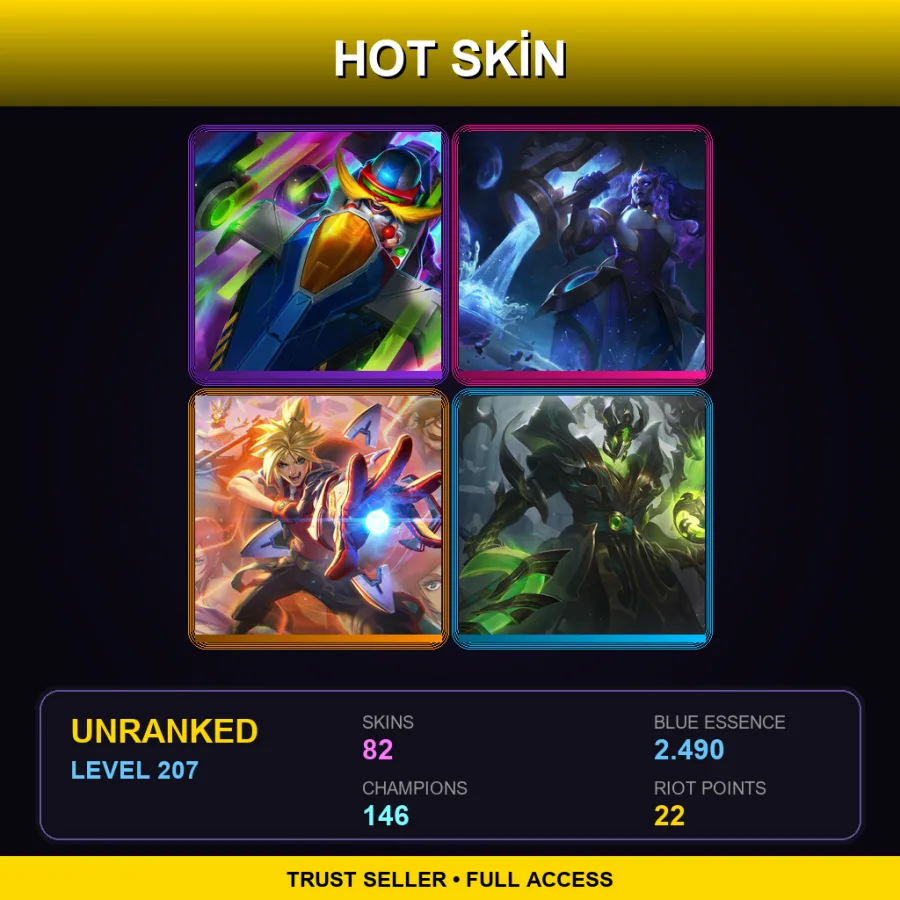 EUW | Lv207 | Unranked | 82 Skin | 146 Champ