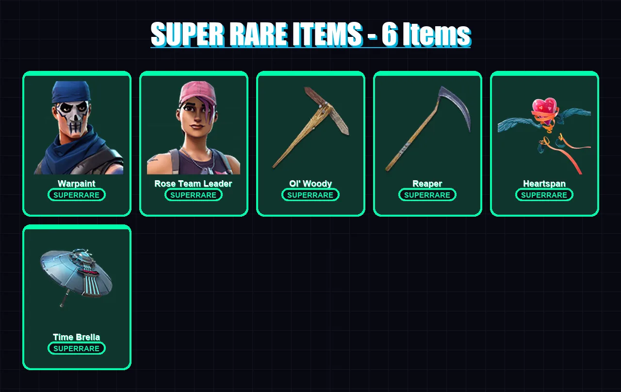[PC/XBOX/PSN] | Warpaint | Rose Team Leader | Frozen Raven | The Ageless | The Origin | 65 skin | 92 pickaxe | 79 emote | 93 glider | Lv1422