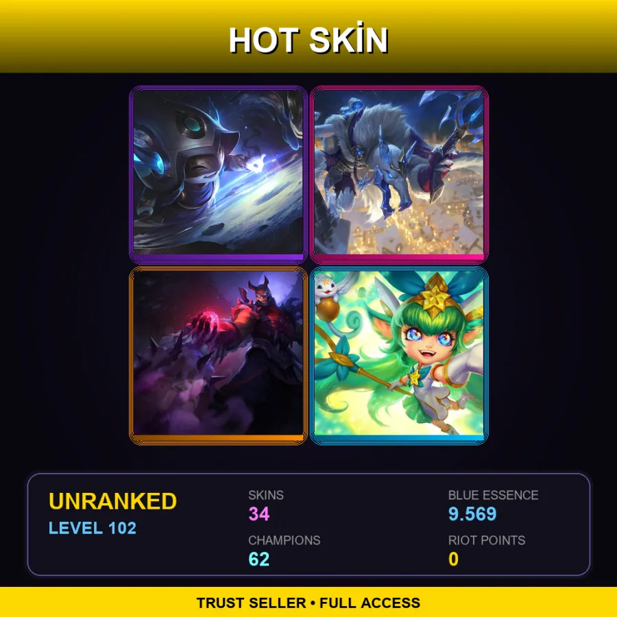 BR | Lv102 | Unranked | 34 Skin | 62 Champ
