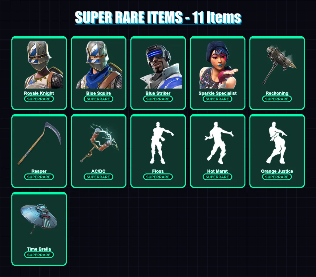 [PC/XBOX] | Royale Knight | Blue Squire | Blue Striker | Sparkle Specialist | Eternal Knight | 113 skin | 104 pickaxe | 98 emote | 89 glider | Lv155