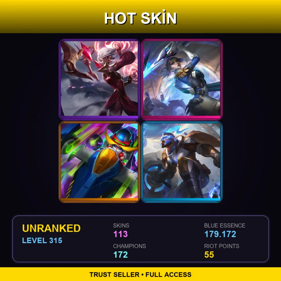 SG | Lv315 | Unranked | 113 Skin | 172 Champ