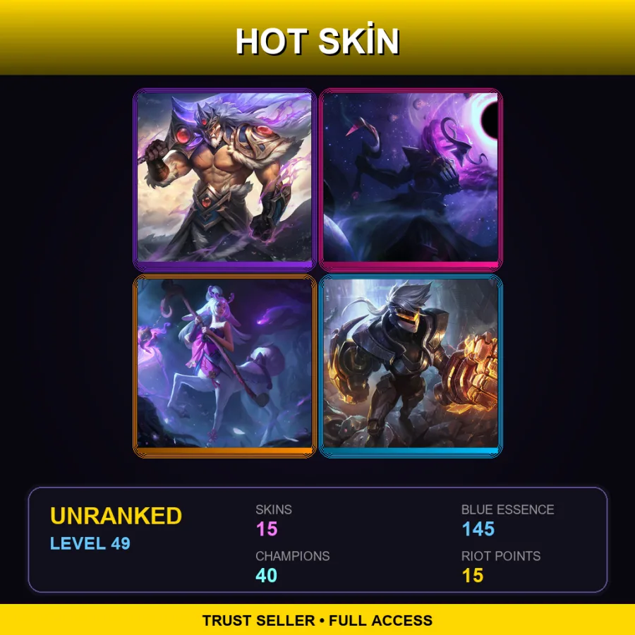 LAS | Lv49 | Unranked | 15 Skin | 40 Champ — LoL account