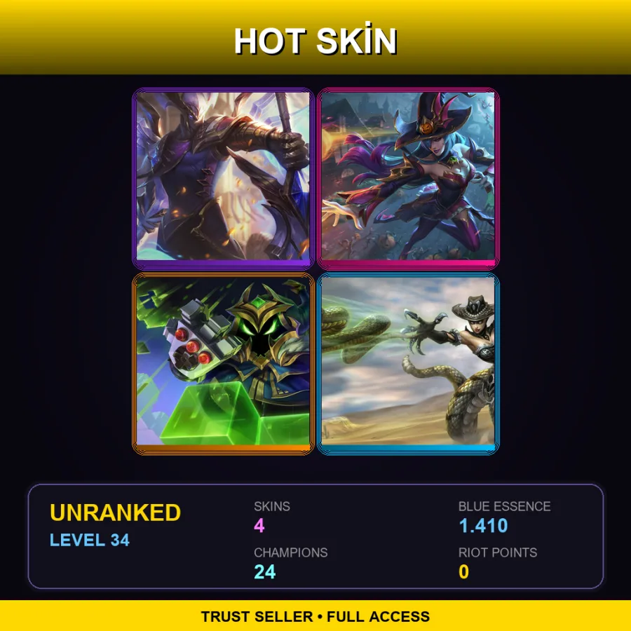 EUW | Lv34 | Unranked | 4 Skin | 24 Champ — Desperada Cassiopeia