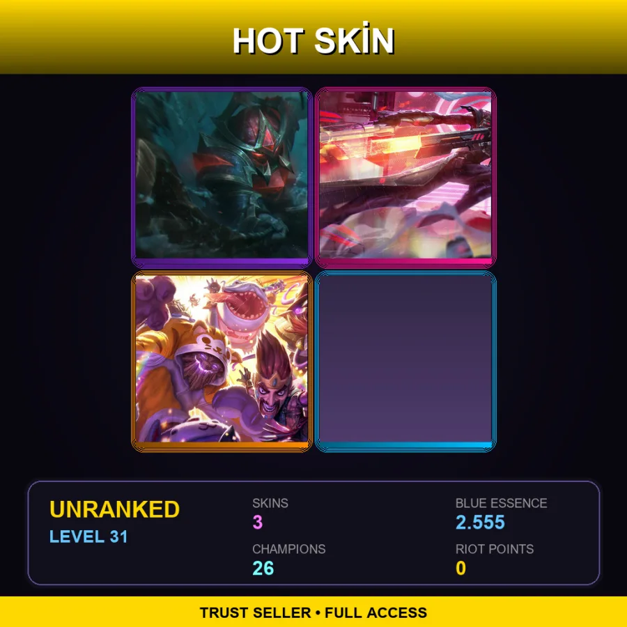 BR | Lv31 | Unranked | 3 Skin | 26 Champ — LoL account
