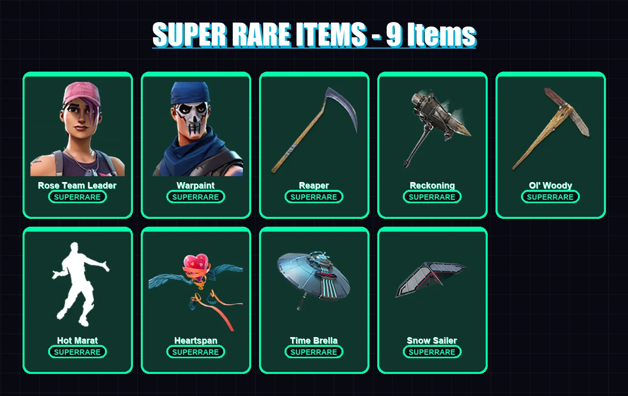 [PS4/PS5/XBOX/PC] | Rose Team Leader | Warpaint | The Ice King | Spectra Knight | Lynx | 71 skin | 73 pickaxe | 78 emote | 88 glider | Lv963