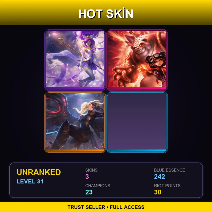 EUW | Lv31 | Unranked | 3 Skin | 23 Champ — LoL account