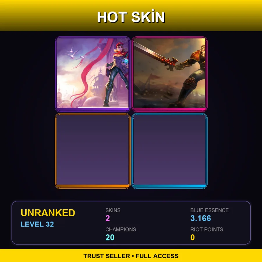 LAS | Lv32 | Unranked | 2 Skin | 20 Champ — LoL account