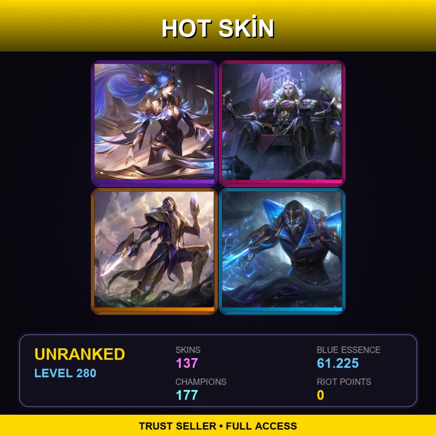 VN | Lv280 | Unranked | 137 Skin | 177 Champ