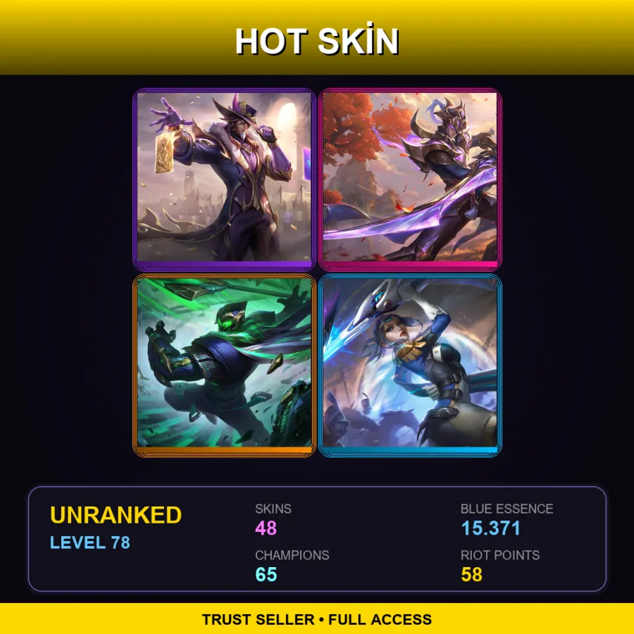 TW | Lv78 | Unranked | 48 Skin | 65 Champ — LoL account