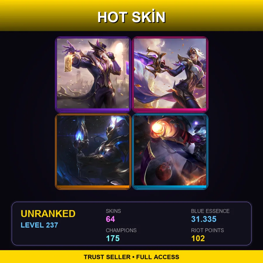 BR | Lv237 | Unranked | 64 Skin | 175 Champ — LoL account