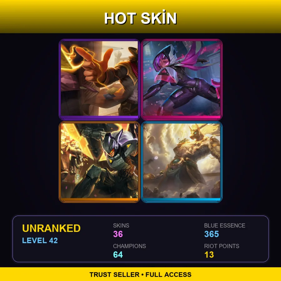 EUNE | Lv42 | Unranked | 36 Skin | 64 Champ — LoL account