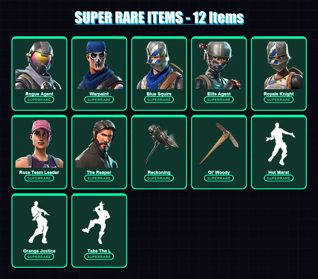 [SWITCH/XBOX/PSN/PC] | Rogue Agent | Warpaint | Blue Squire | Elite Agent | Royale Knight | 51 skin | 26 pickaxe | 62 emote | 25 glider | Lv296