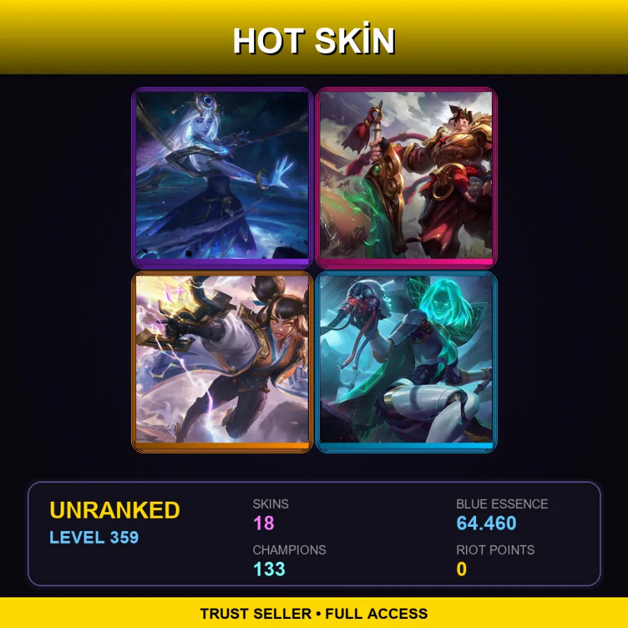 EUW | Lv359 | Unranked | 18 Skin | 133 Champ — LoL account