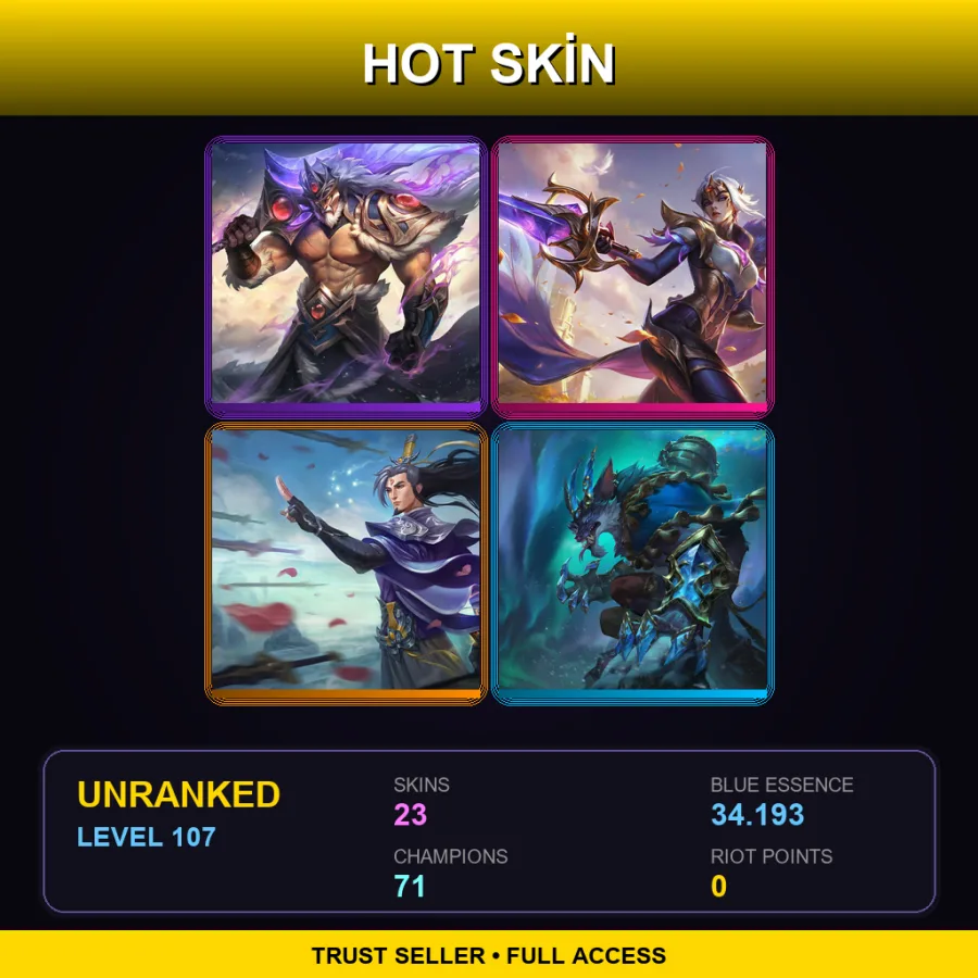 TR | Lv107 | Unranked | 23 Skin | 71 Champ — LoL account