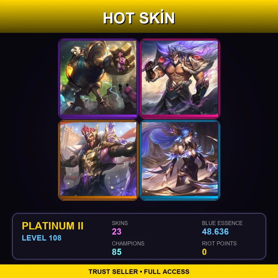 EUW | Lv108 | Platinum II | 23 Skin | 85 Champ