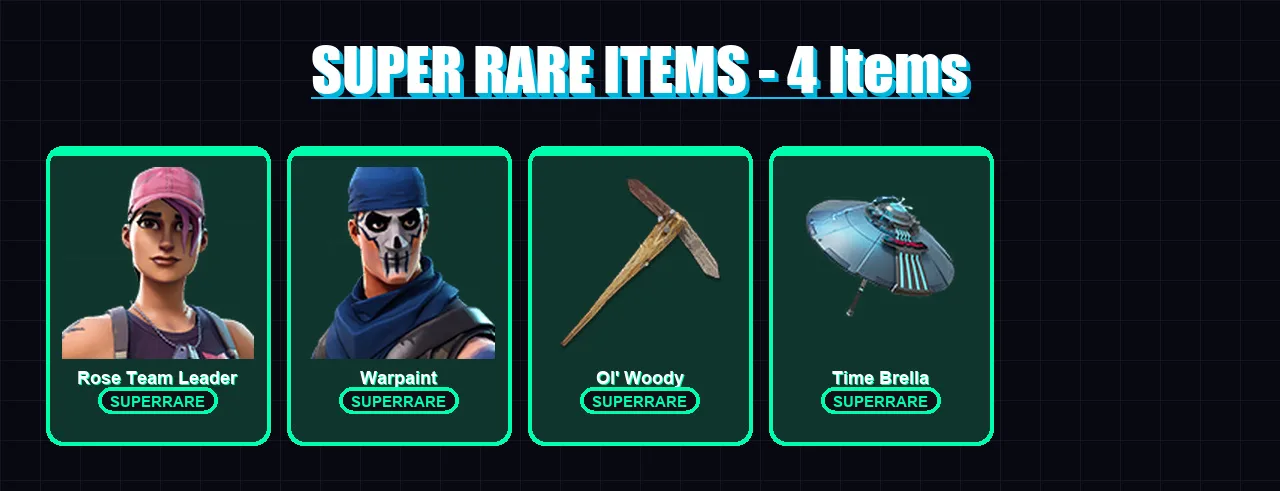 [PC/XBOX/PSN] | Rose Team Leader | Warpaint | Spectra Knight | Fade | Lt. Evergreen | 12 skin | 43 pickaxe | 23 emote | 46 glider | Lv470