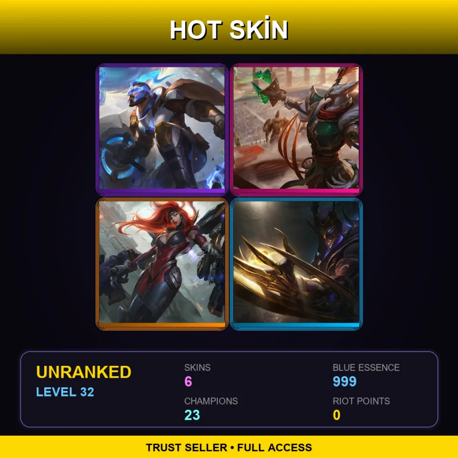 SG | Lv32 | Unranked | 6 Skin | 23 Champ — LoL account