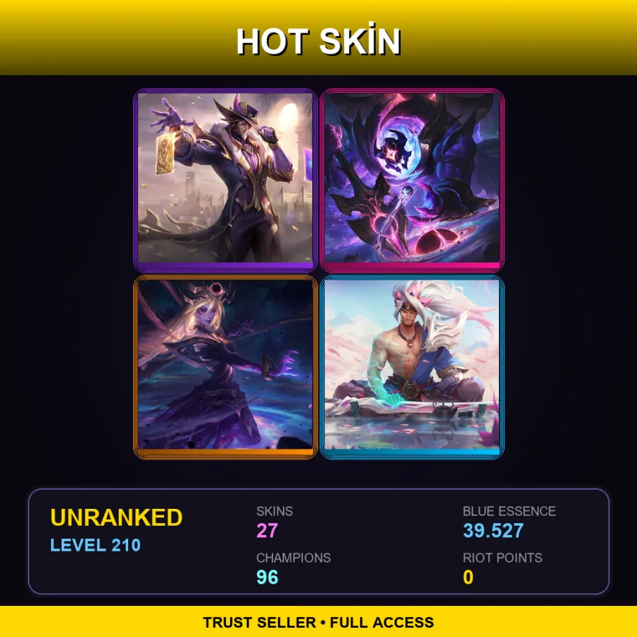 VN | Lv210 | Unranked | 27 Skin | 96 Champ — Nightbringer Yasuo