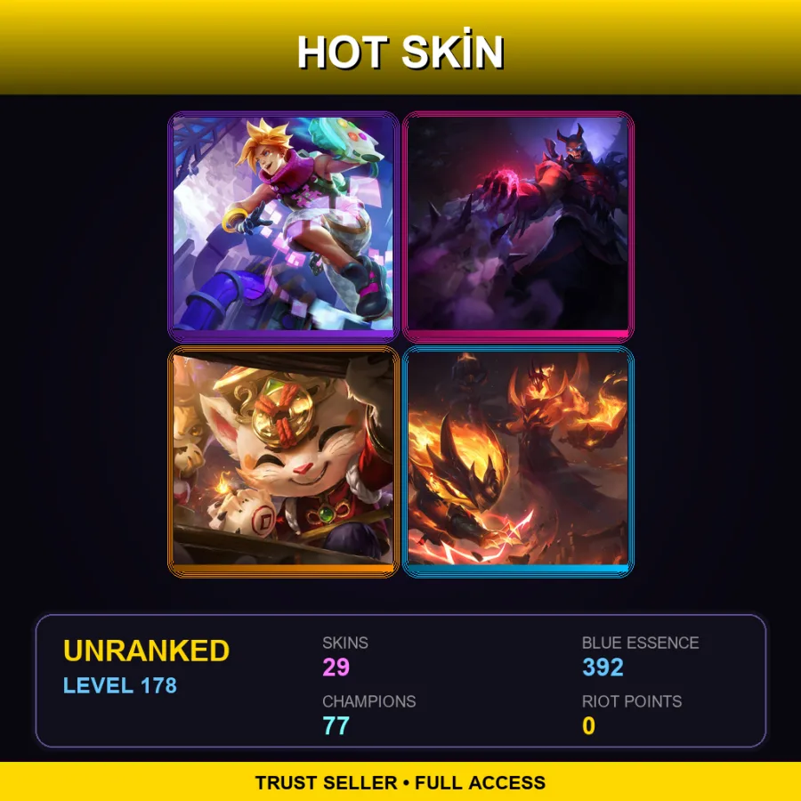NA | Lv178 | Unranked | 29 Skin | 77 Champ — LoL account