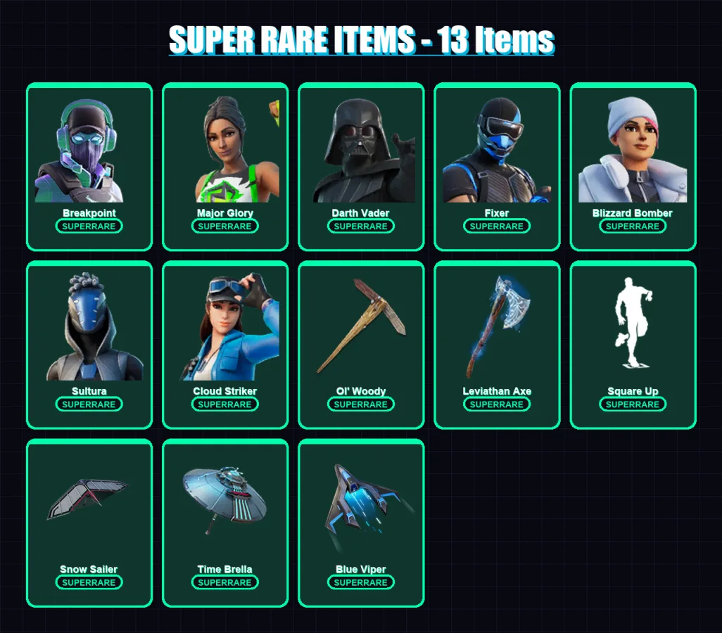 [PS4/PS5/XBOX/PC] | Breakpoint | Major Glory | Darth Vader | Fixer | Blizzard Bomber | 103 skin | 112 pickaxe | 80 emote | 95 glider | Lv1244 — Fortnite account
