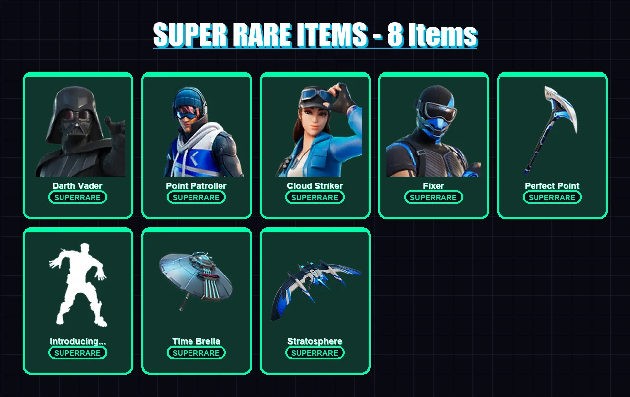 [PS4/PS5/XBOX/PC] | Darth Vader | Point Patroller | Cloud Striker | Fixer | The Cube Queen | 156 skin | 216 pickaxe | 154 emote | 179 glider | Lv263