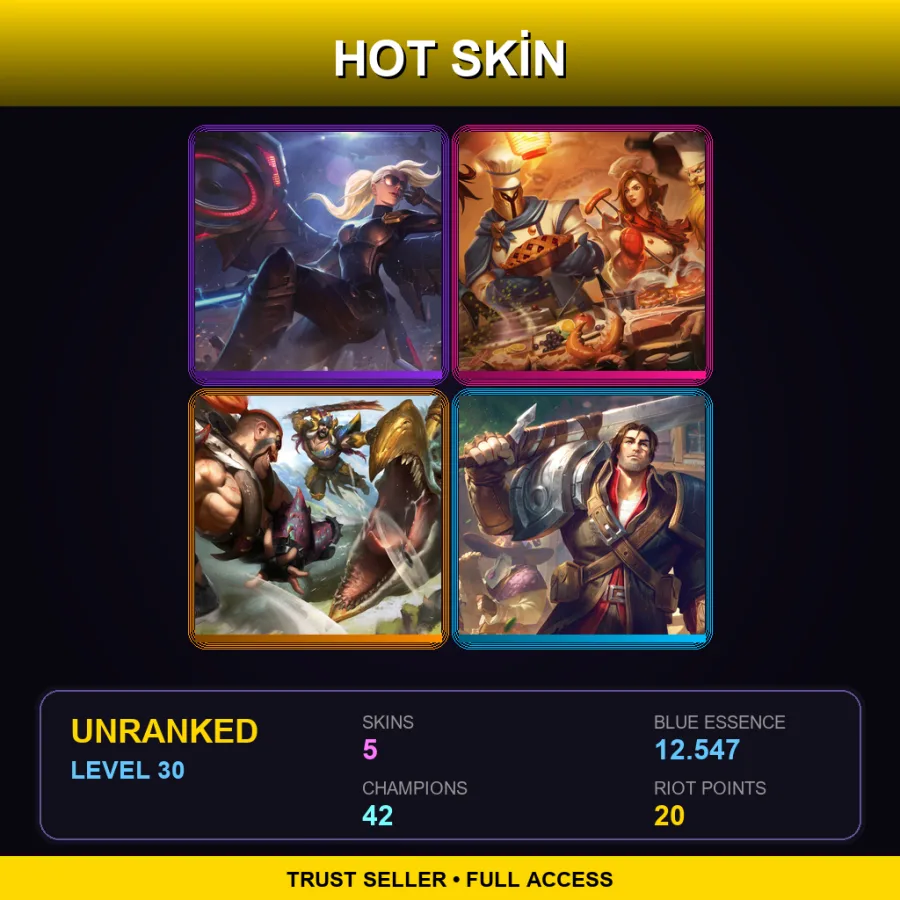 EUNE | Lv30 | Unranked | 5 Skin | 42 Champ — Rugged Garen