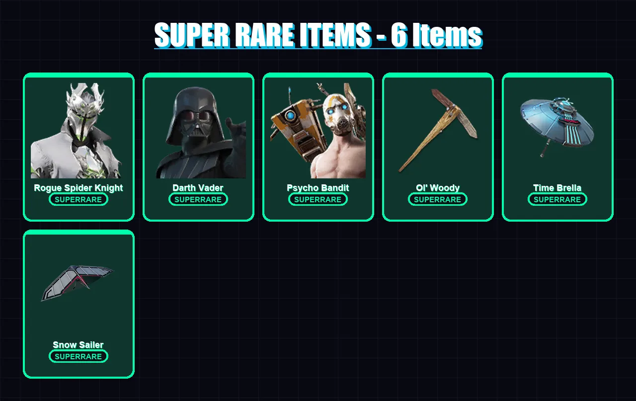 [PC/XBOX/PSN] | Rogue Spider Knight | Darth Vader | Psycho Bandit | Ronin | The Ageless | 162 skin | 216 pickaxe | 127 emote | 148 glider | Lv3062