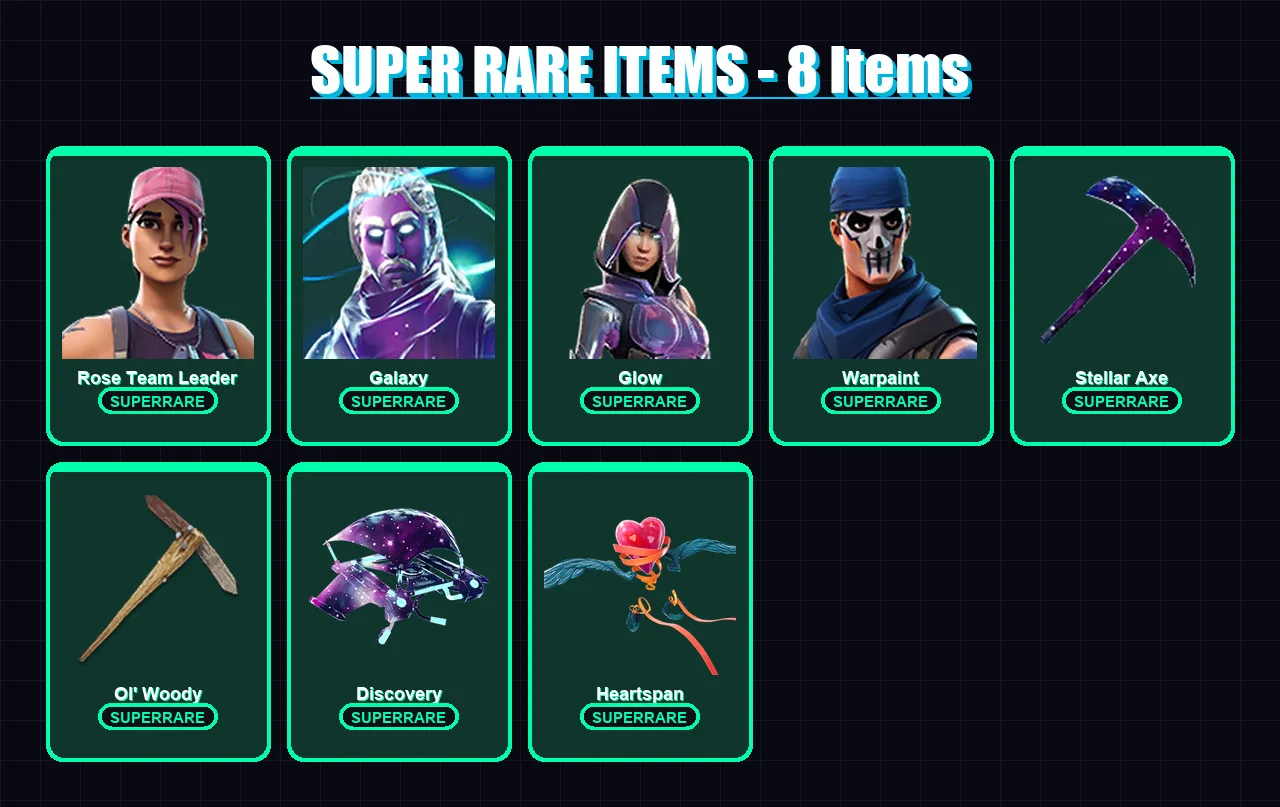 [PC/XBOX/PSN] | Rose Team Leader | Galaxy | Glow | Warpaint | Luxe | 69 skin | 58 pickaxe | 87 emote | 53 glider | Lv672