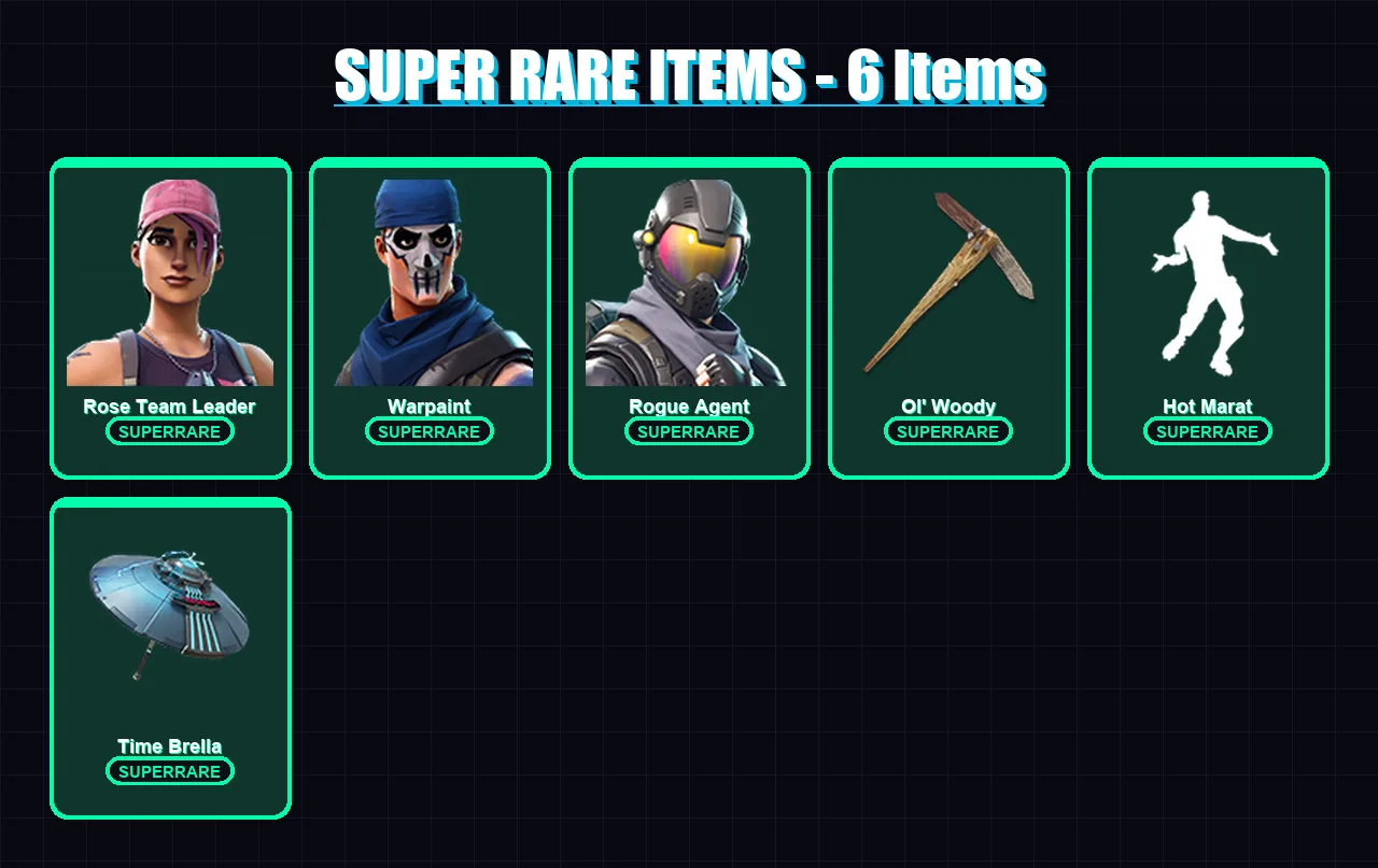 [PC/PSN] | Rose Team Leader | Warpaint | Rogue Agent | Era | Vi | 126 skin | 131 pickaxe | 120 emote | 133 glider | Lv1469