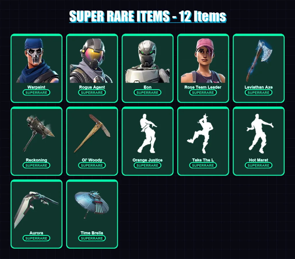 [PC/PSN] | Warpaint | Rogue Agent | Eon | Rose Team Leader | Zenith | 186 skin | 175 pickaxe | 157 emote | 167 glider | Lv2235 — Fortnite account