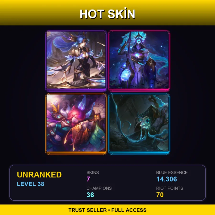 EUW | Lv38 | Unranked | 7 Skin | 36 Champ — LoL account