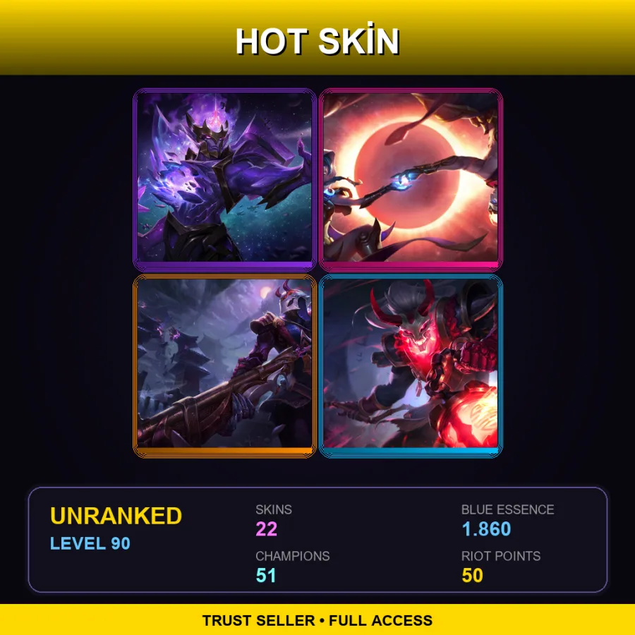 EUNE | Lv90 | Unranked | 22 Skin | 51 Champ