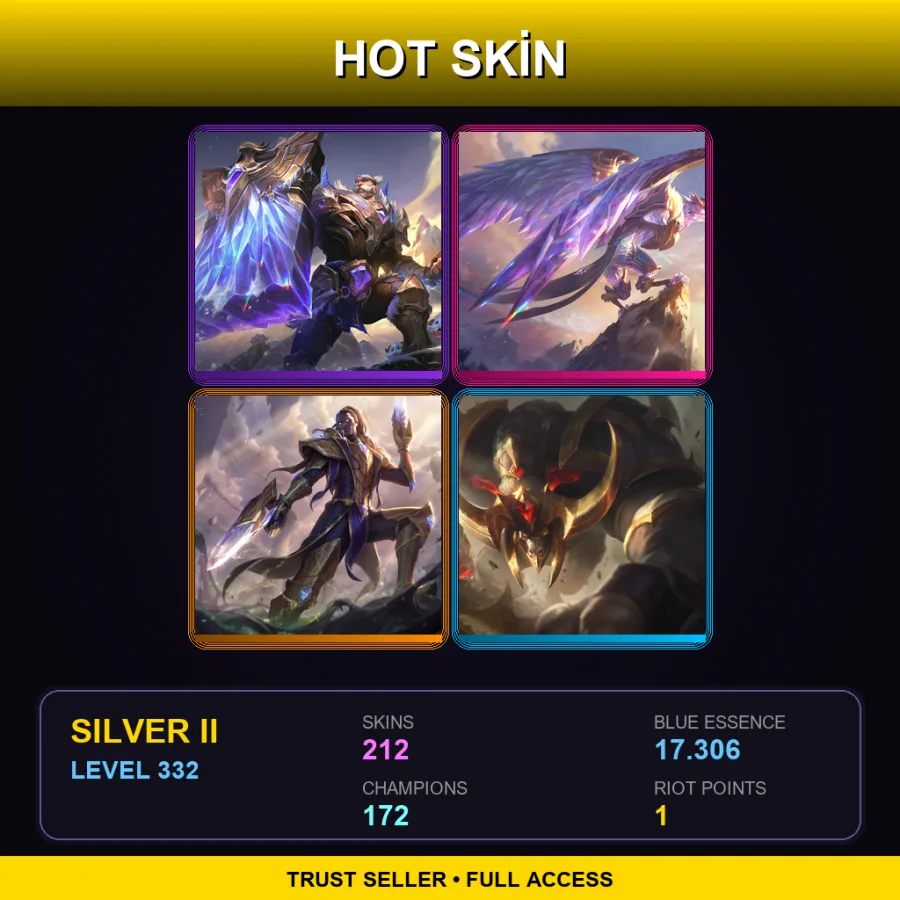 BR | Lv332 | Silver II | 212 Skin | 172 Champ — LoL account