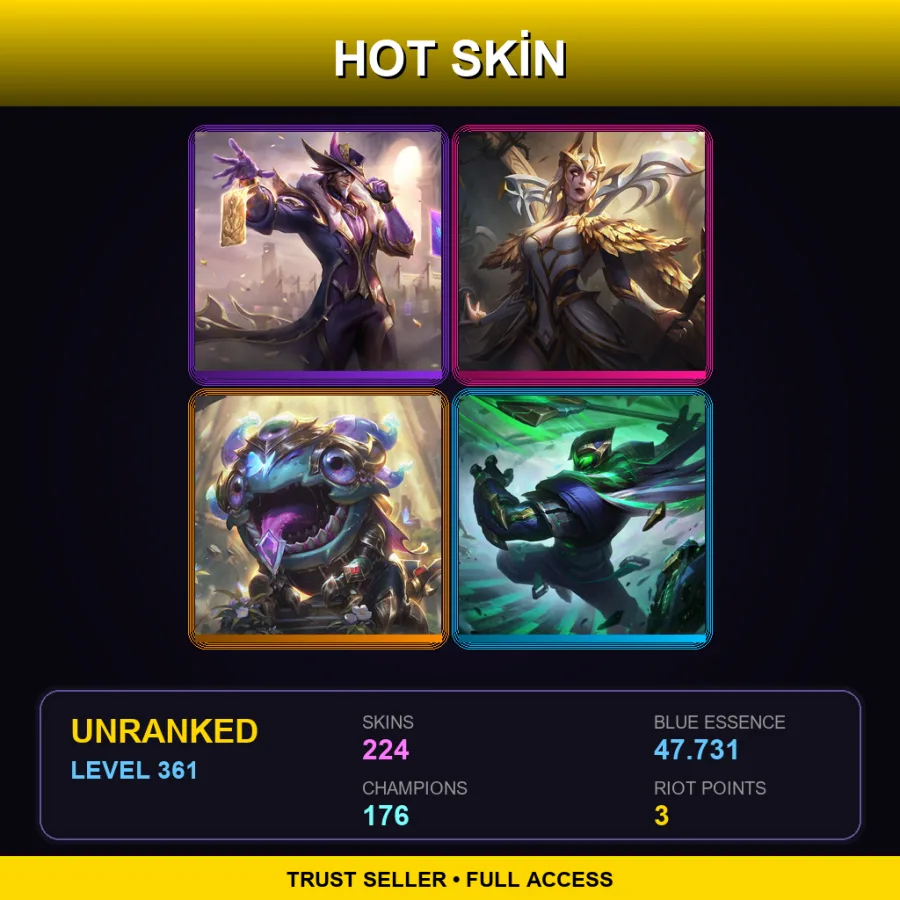 LAS | Lv361 | Unranked | 224 Skin | 176 Champ — LoL account