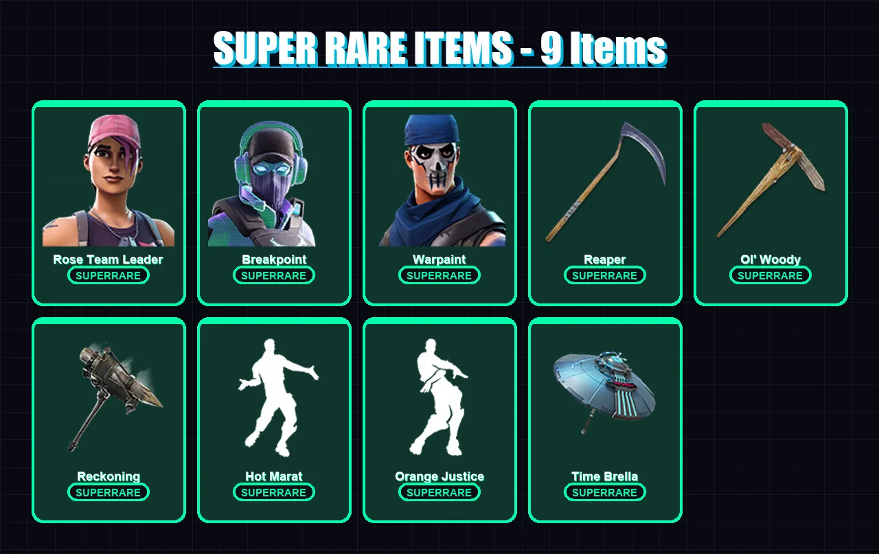 [PC/XBOX] | Rose Team Leader | Breakpoint | Warpaint | Spectra Knight | Omegarok | 62 skin | 54 pickaxe | 67 emote | 63 glider | Lv892