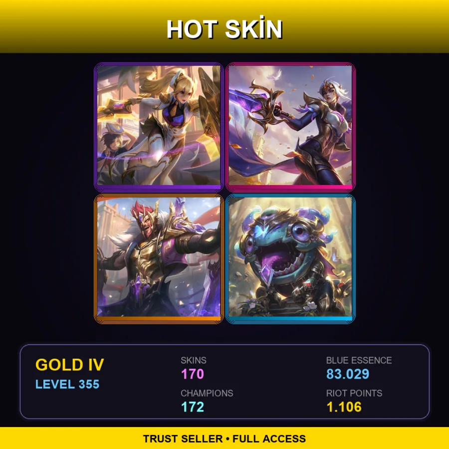 LAN | Prestige Battle Academia Leona | Victorious Fiora | Victorious Draven | Victorious Kog'Maw | 170 Skin | 172 Champ | Gold IV | Lv355