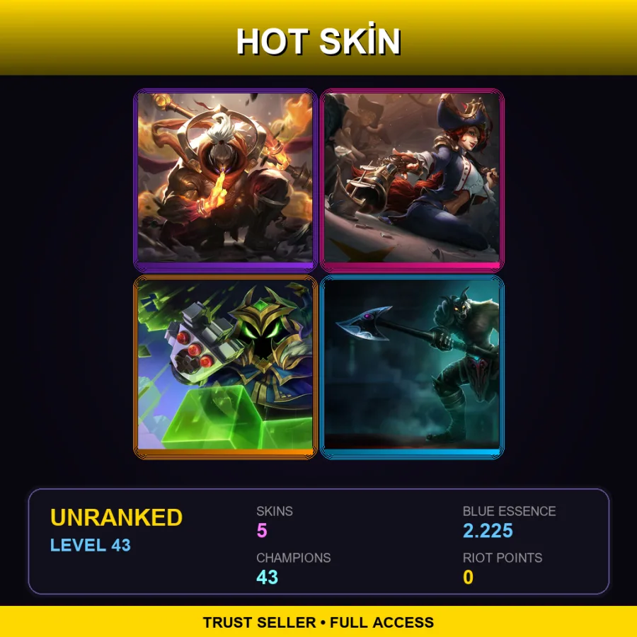 BR | Lv43 | Unranked | 5 Skin | 43 Champ — LoL account